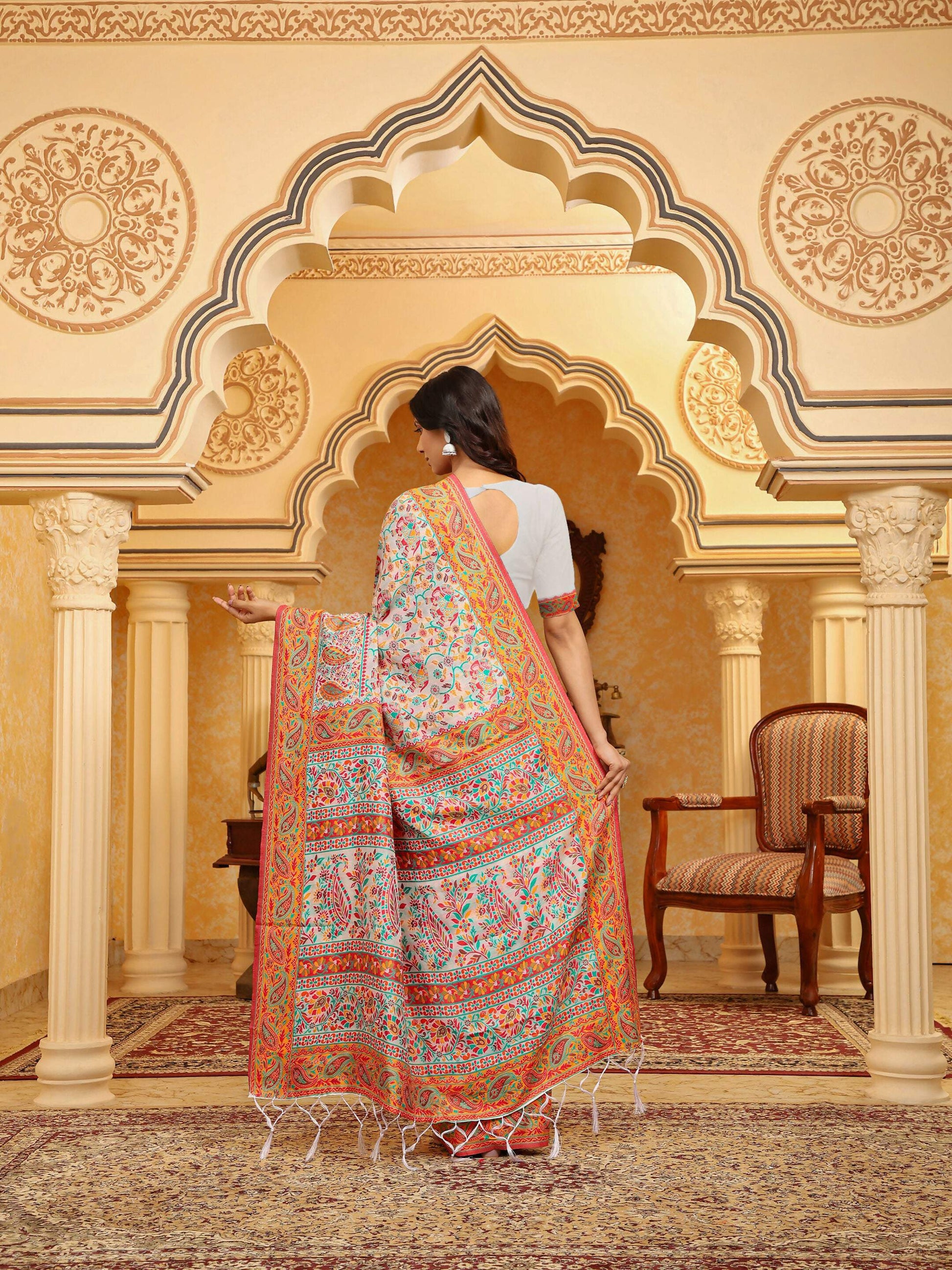 Shree Shyam Fashion Linen Cotton(Woven Work) Multicolour Saree