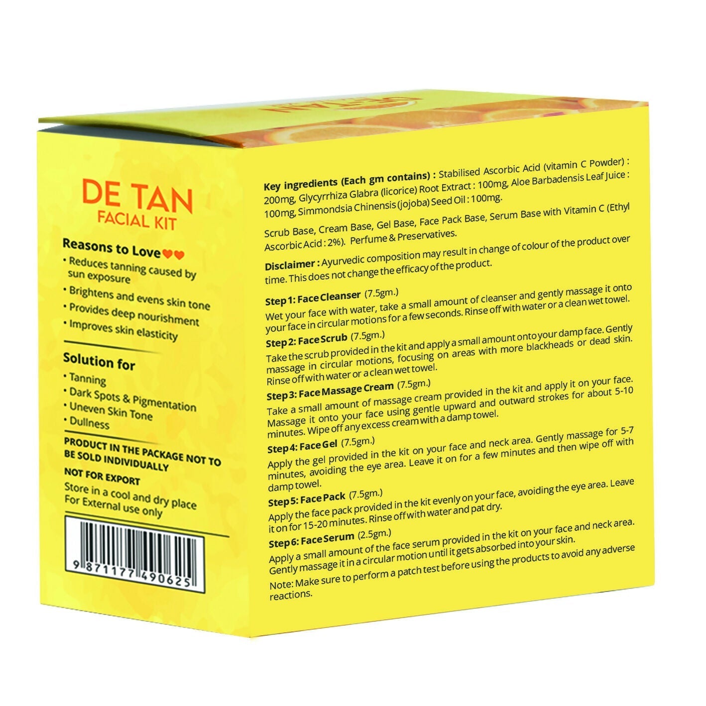 Globus Naturals De-Tan 6 Step Facial Kit | Swadesiicart