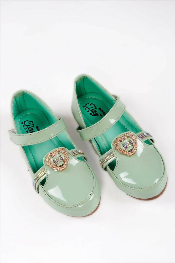 Tiny Bugs Girls Party Wear Velcro Ballerinas - Green  Grab2Buy Tiny Bugs Grab2Buy