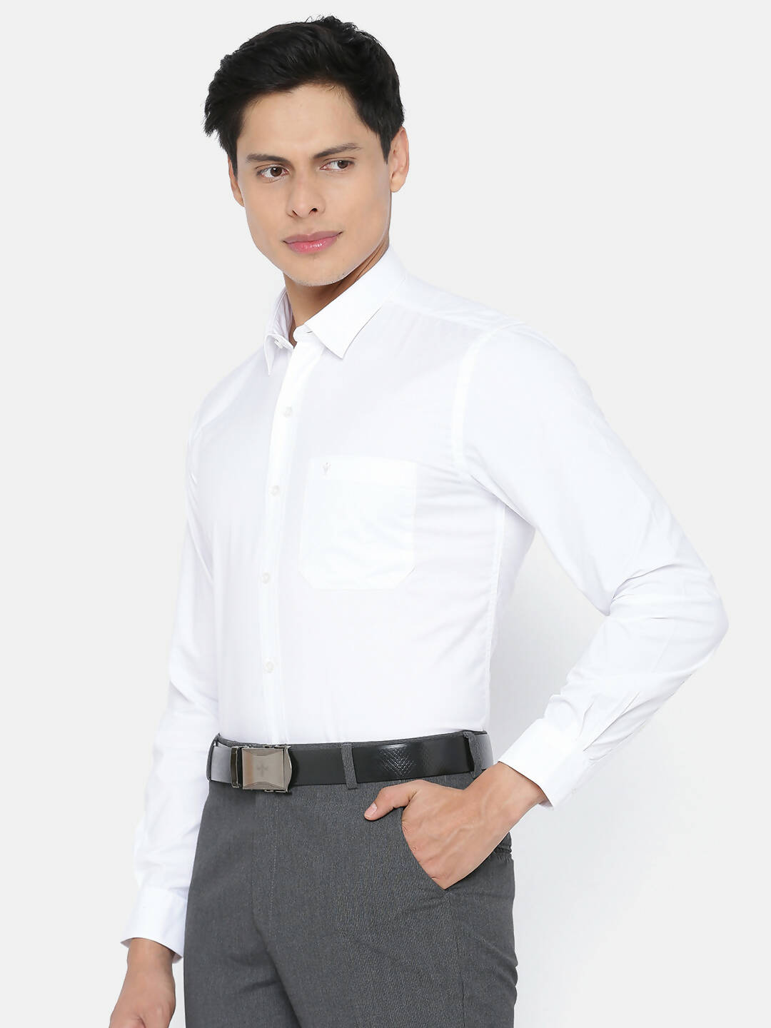 Ramraj Cotton Mens Full Sleeve Formal 100 % Cotton White Shirt 