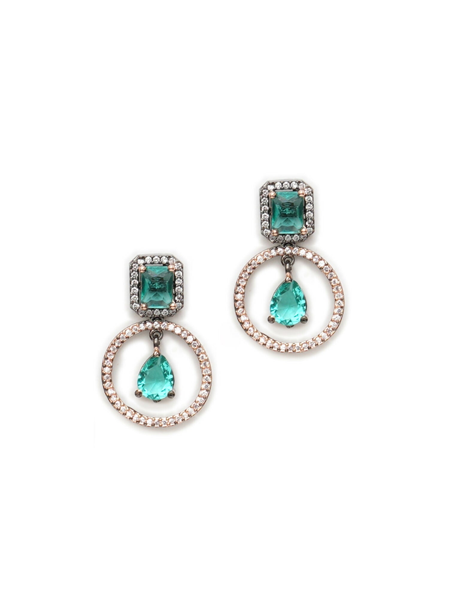 Stone kundan earrings (green) - Ruby Raang - Grab2buy