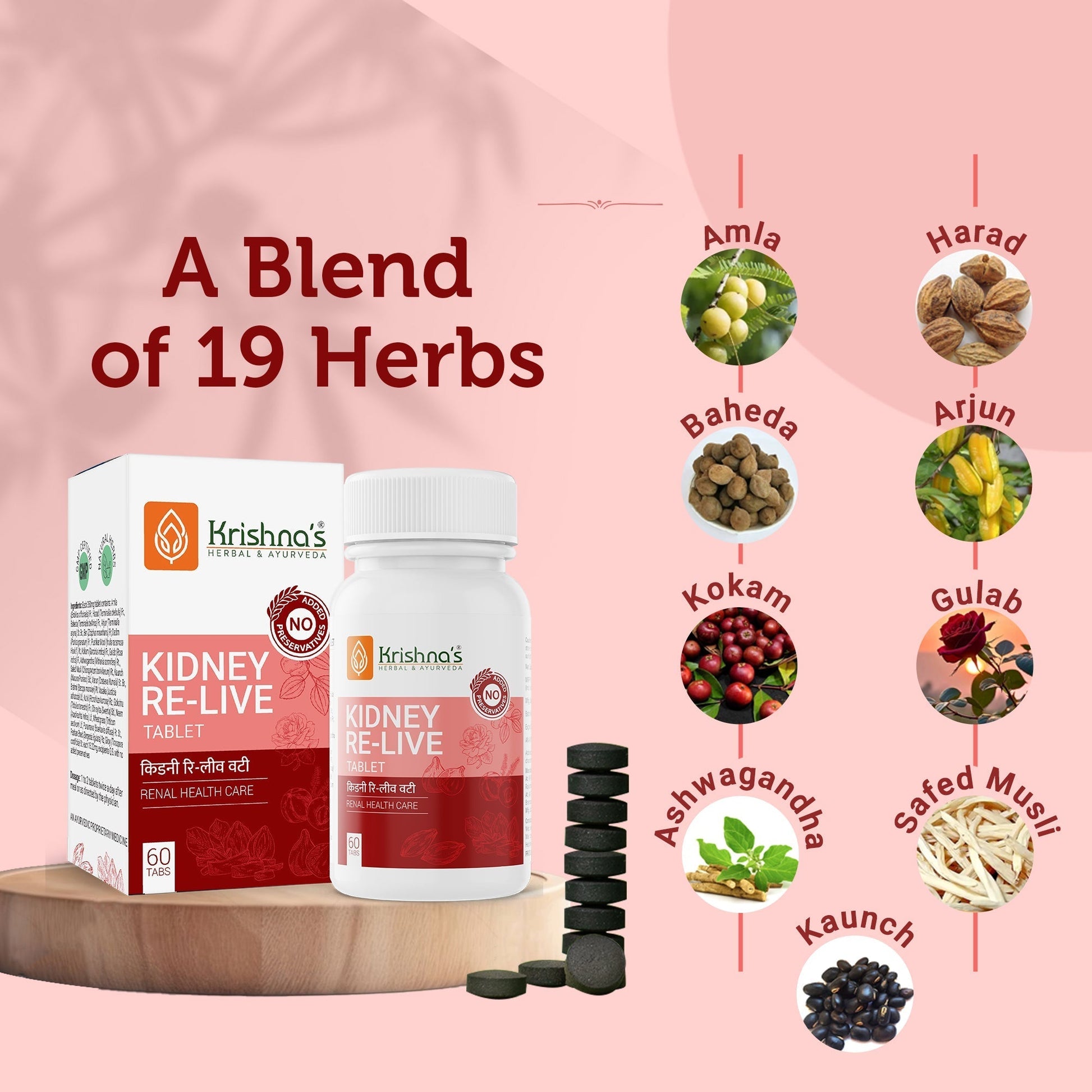 Krishna'S Herbal & Ayurveda Kidney Re-Live Tablets 