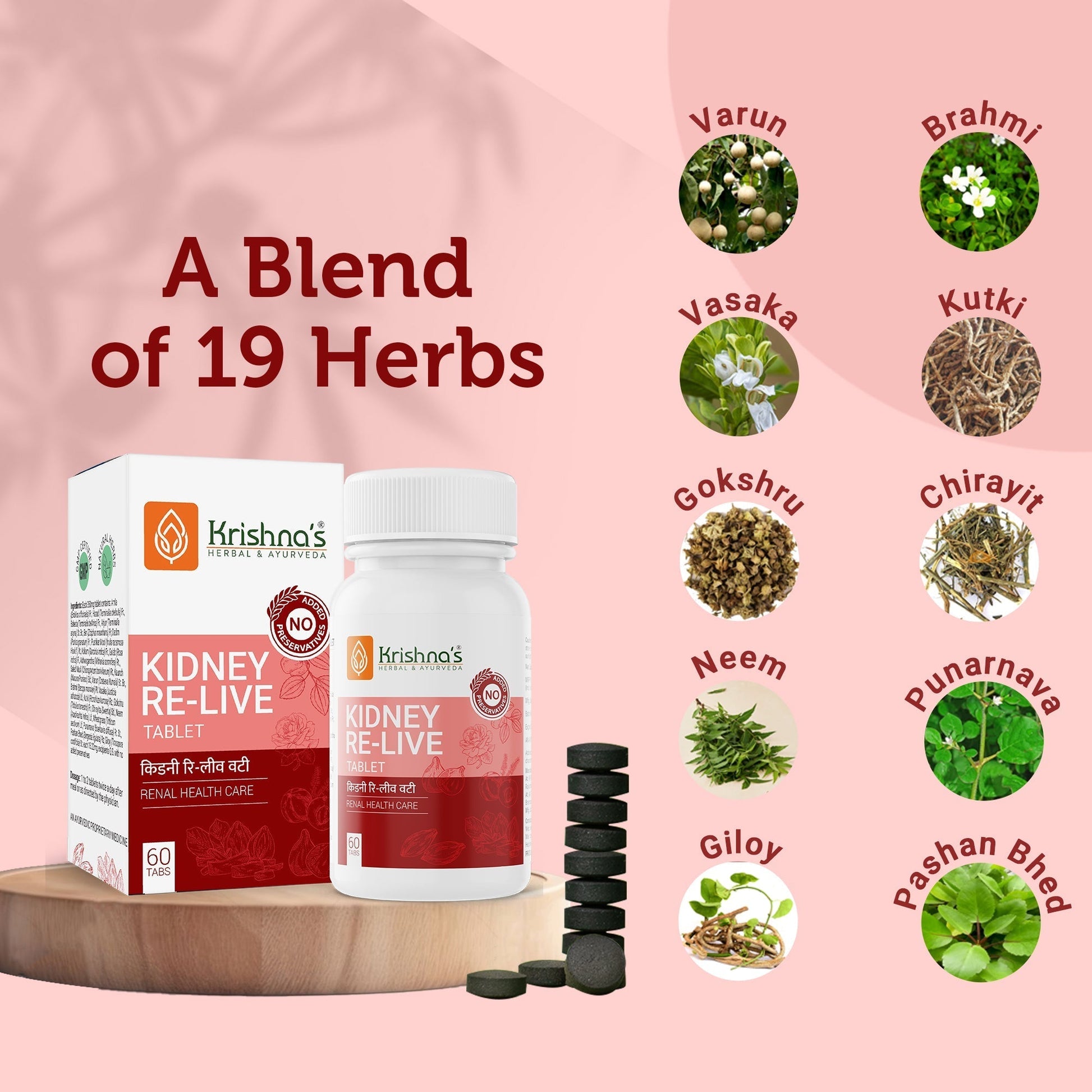 Krishna'S Herbal & Ayurveda Kidney Re-Live Tablets 