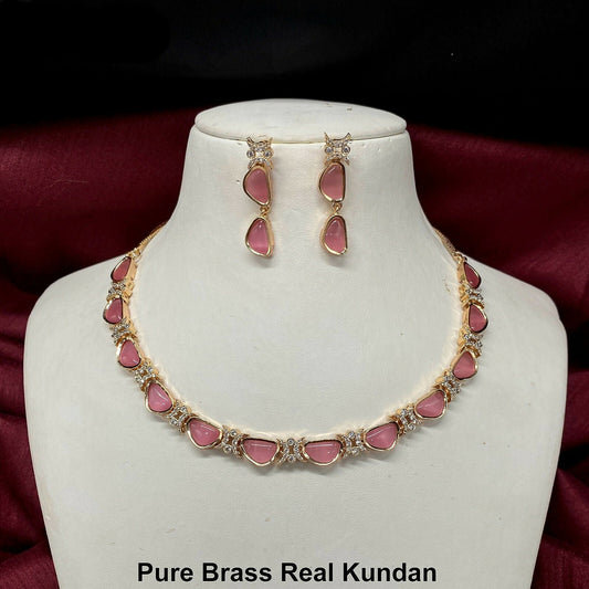 Pink Kundan Necklace Set By House of Ree House of Ree