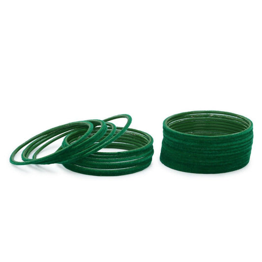 Afast Designer Fancy Party Velvet Bangle/ Kada Set, Green, Metal, Pack Of 48 | Grab2Buy