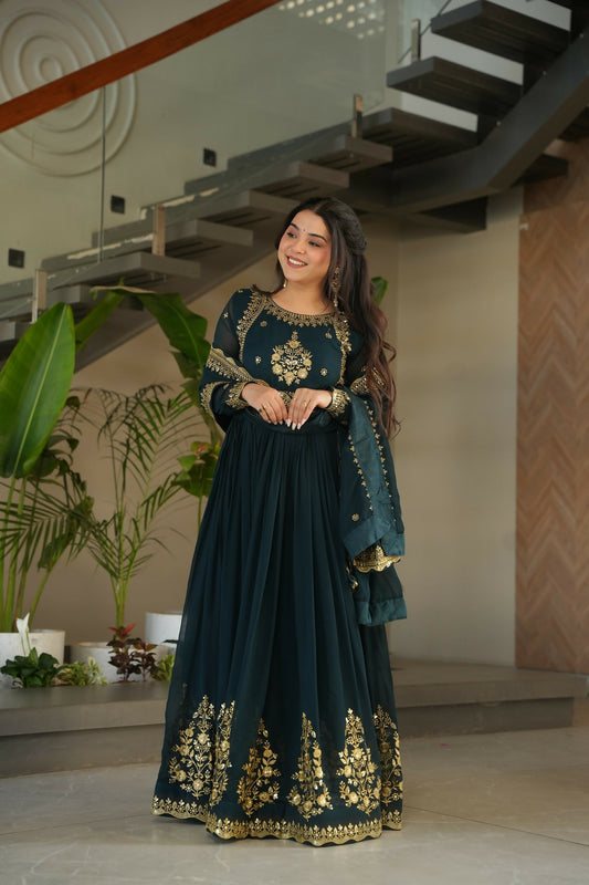 Joban Fashion Rama Georgette Sequence Embroidery Work Kurta Set