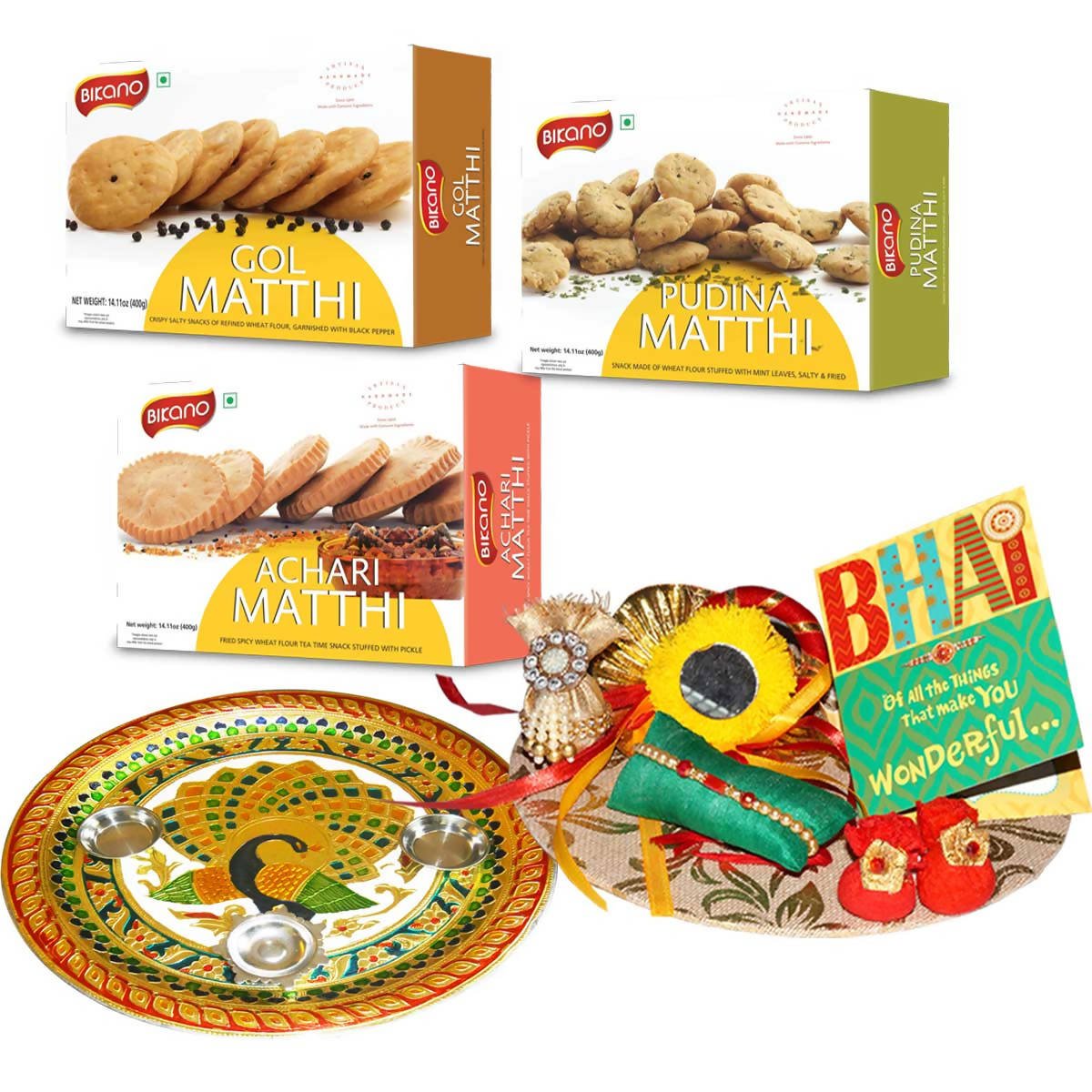 Bikano Mathi Magic Rakhi Puja Thali Gifts - Grab2buy