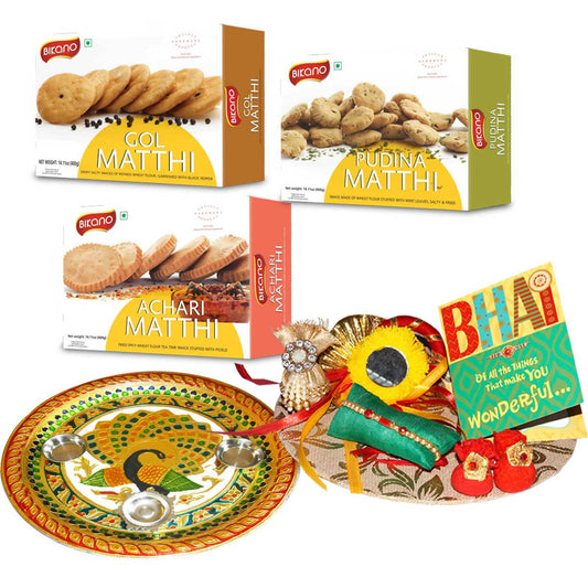 Bikano Mathi Magic Rakhi Puja Thali Gifts - Grab2buy