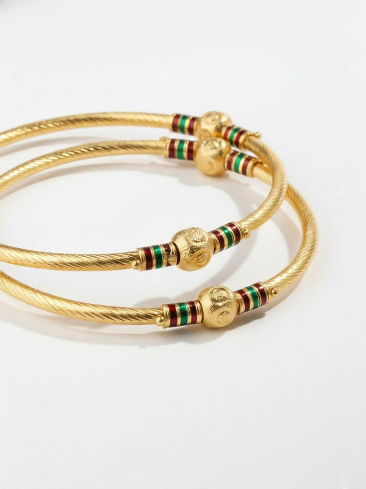 NVR Women Set of 2 Gold Plated Meenakari Kada Bangle