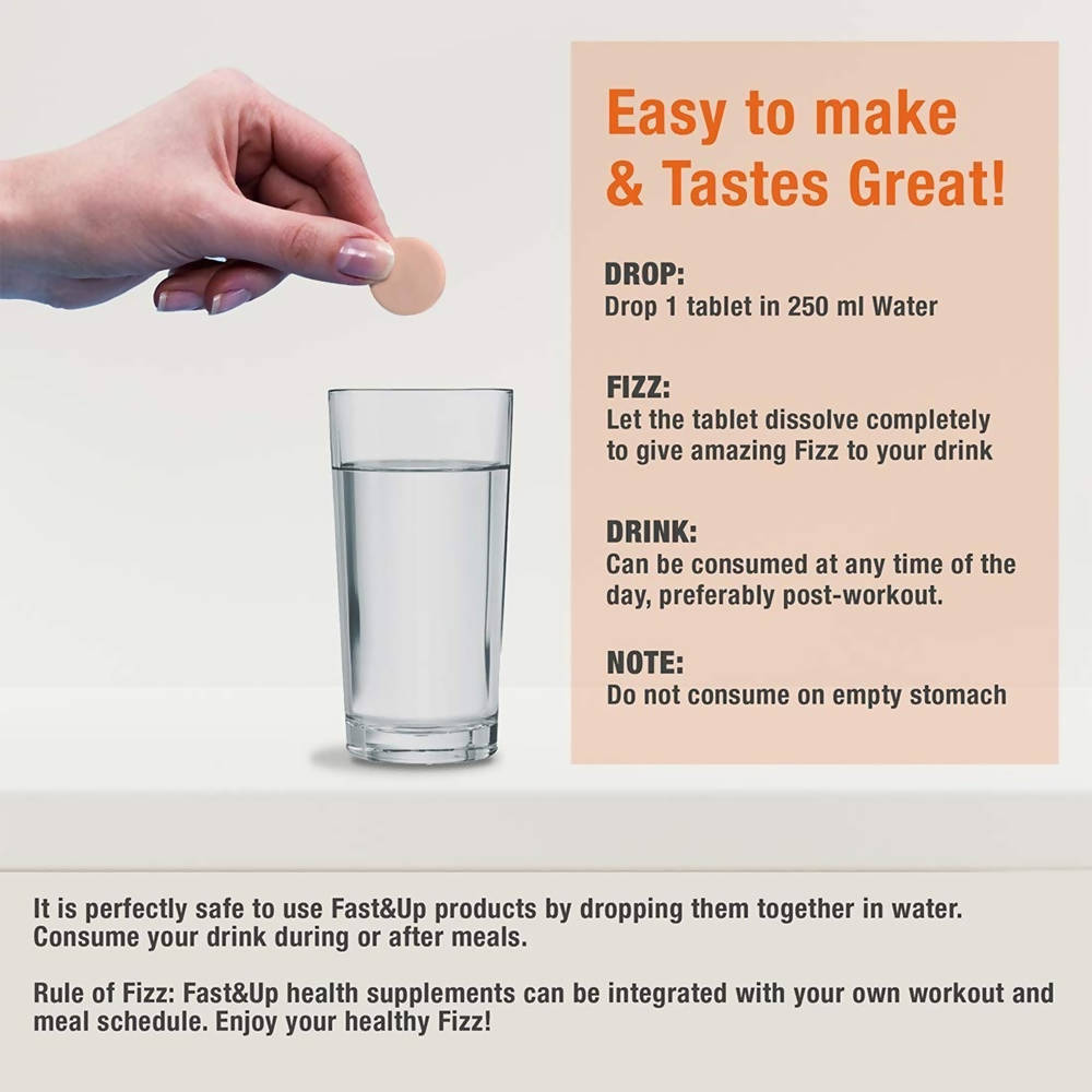 Fast&Up Charge Natural Vitamin C & Zinc Tablets - Orange Flavour 
