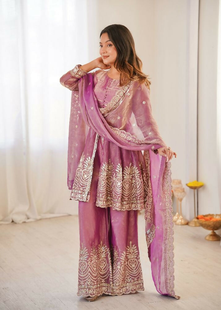 Teeya Creation Pink Color Fendy Satin Silk Embroidery Work Party Wear Salwar Suit