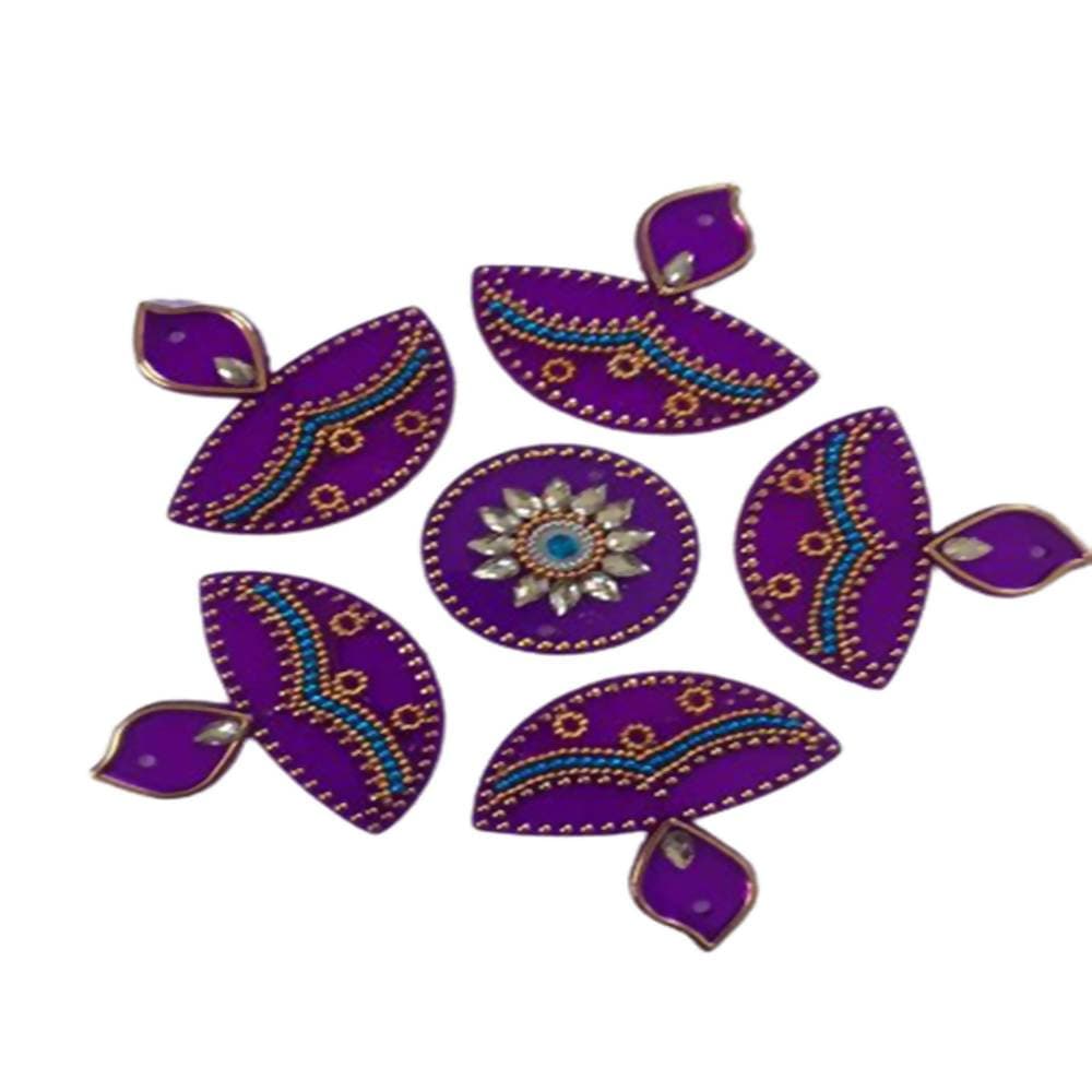 Kundan HandiKrafts Handcrafted Violet Colour Kundan Rangoli - Grab2buy