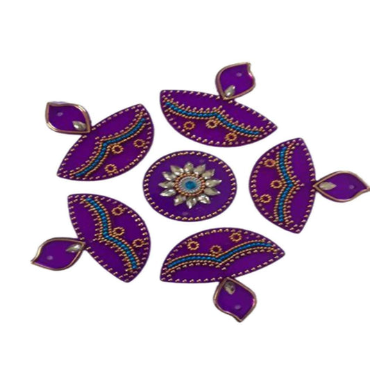 Kundan HandiKrafts Handcrafted Violet Colour Kundan Rangoli - Grab2buy