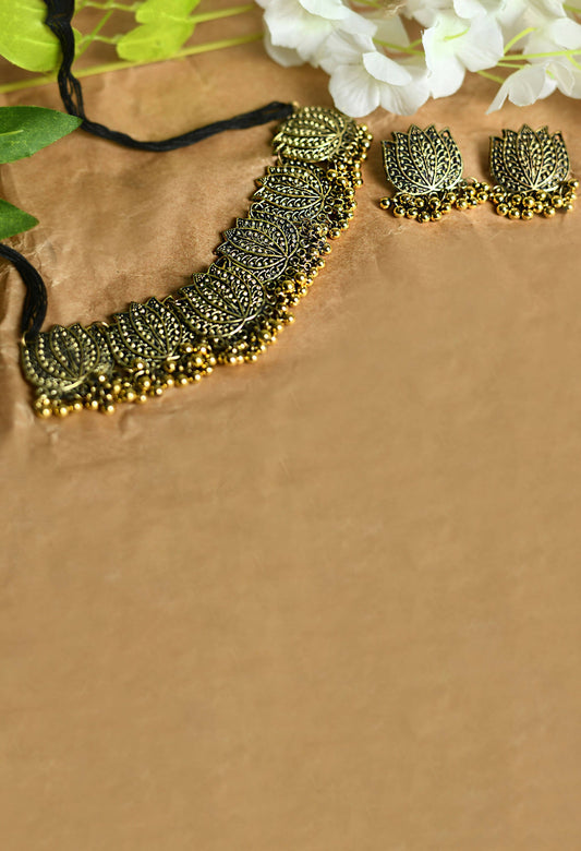 Mominos Fashion Johar Kamal Gold-Plated Brass Finish Lotus Design Choker For Women - Grab2buy