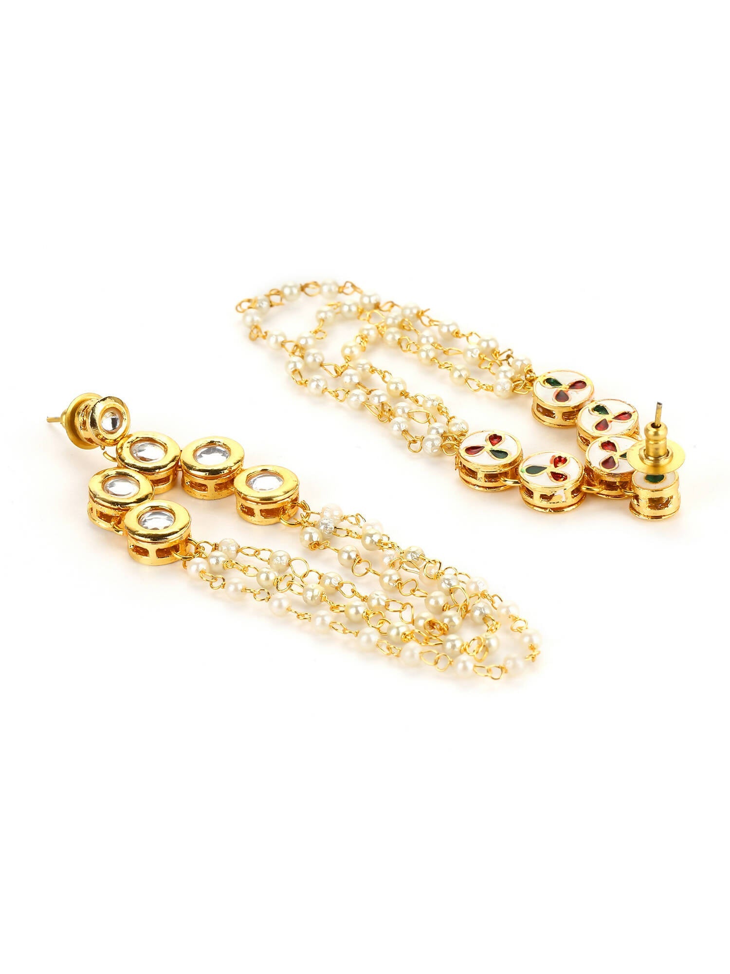 Gold Plated Off White Contemporary Drop Earrings - Ruby Raang - Grab2buy