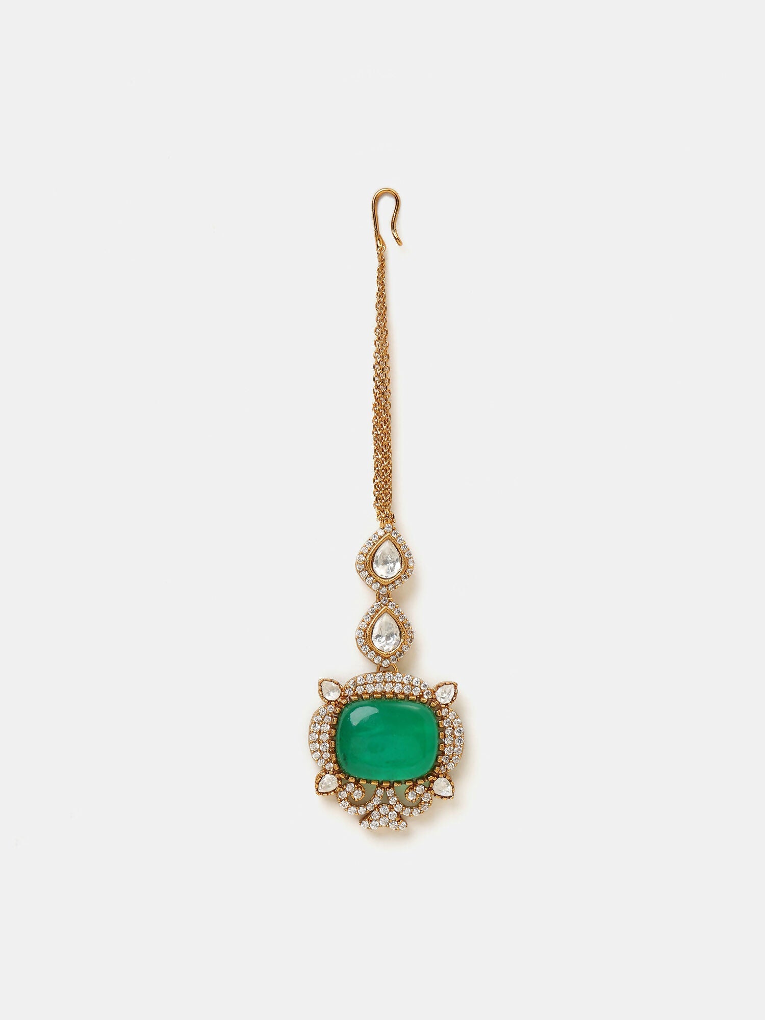 Ruby Raang Green Kundan Tikka