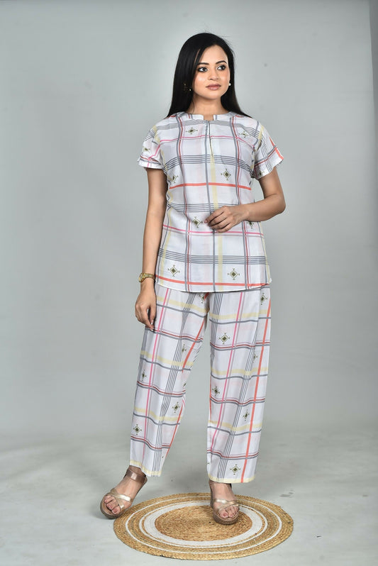 Morchari Digital Print Semi Muslin Co-Ord Set Top & Trouser-Multicolor 