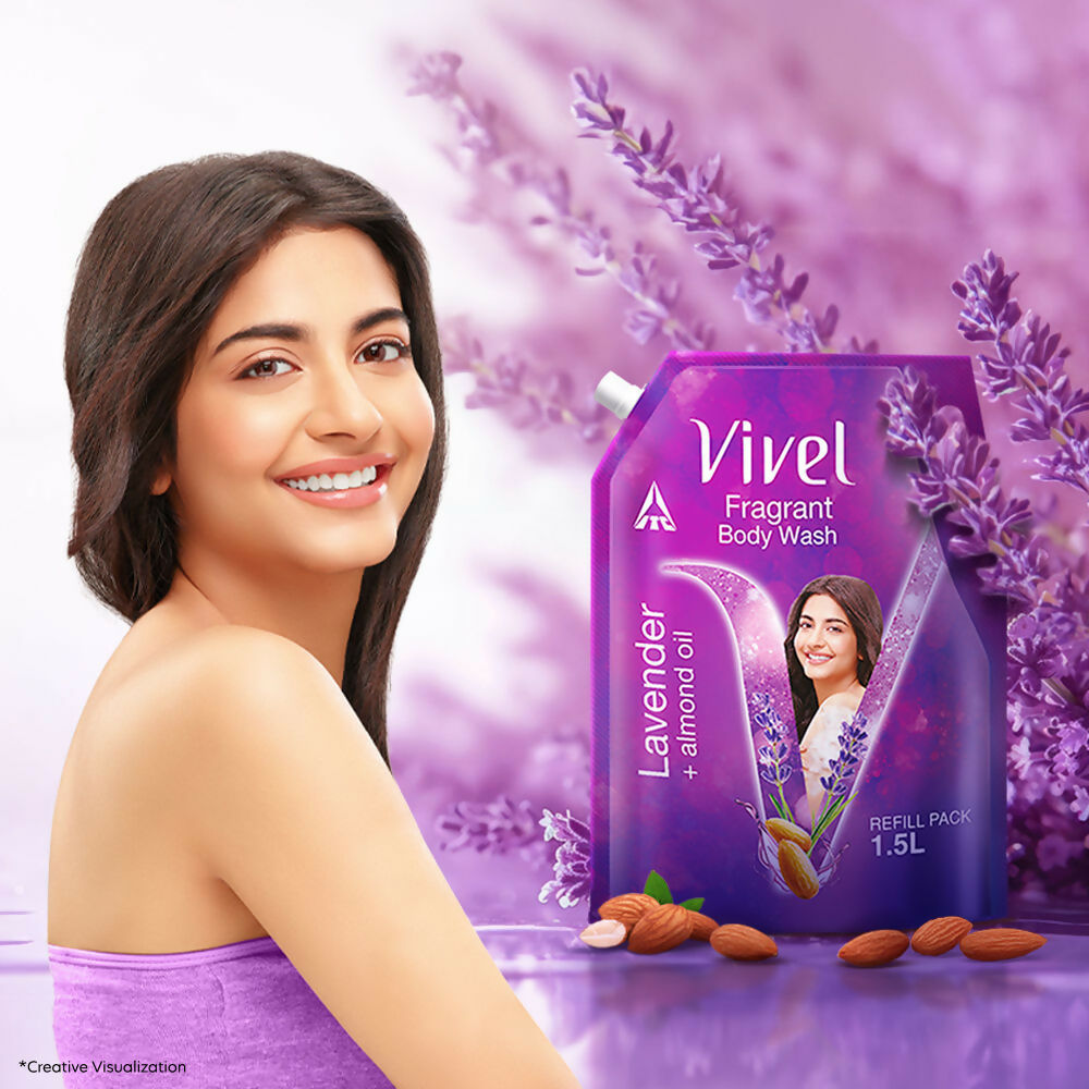 Vivel Fragrant Body Wash Lavender & Almond Oil Shower Gel Supersaver XL Refill Pouch  Grab2Buy Vivel Grab2Buy