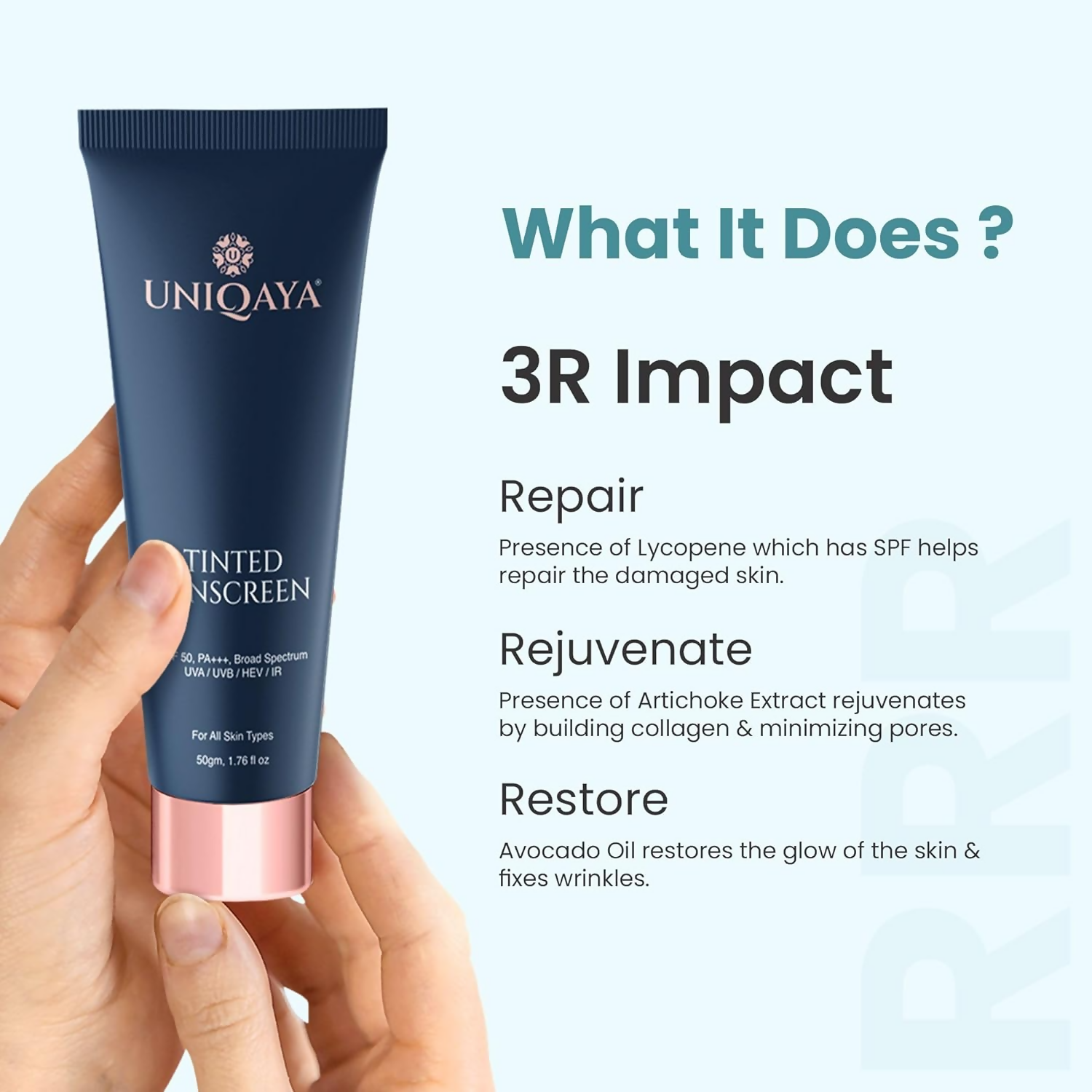 Uniqaya Tinted Sunscreen Spf 50 PA+++|Tinted Sunscreen  Grab2Buy Uniqaya Grab2Buy