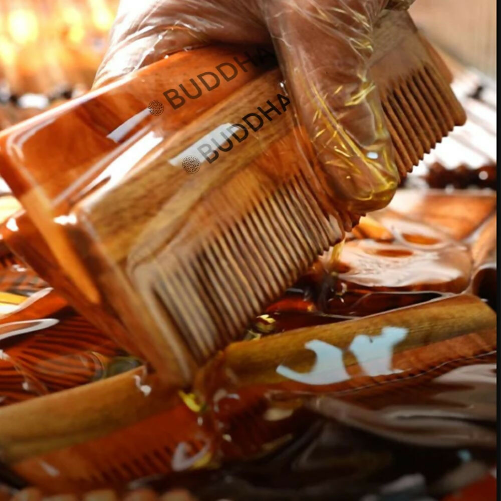 Buddha Natural Handle Kacchi Neem Wooden Comb 