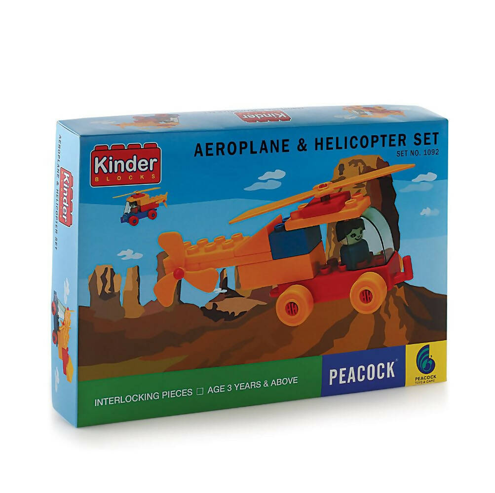 Peacock Learning & Educational Building Interlocking Blocks Set For Kids - Helicopter - Grab2buy