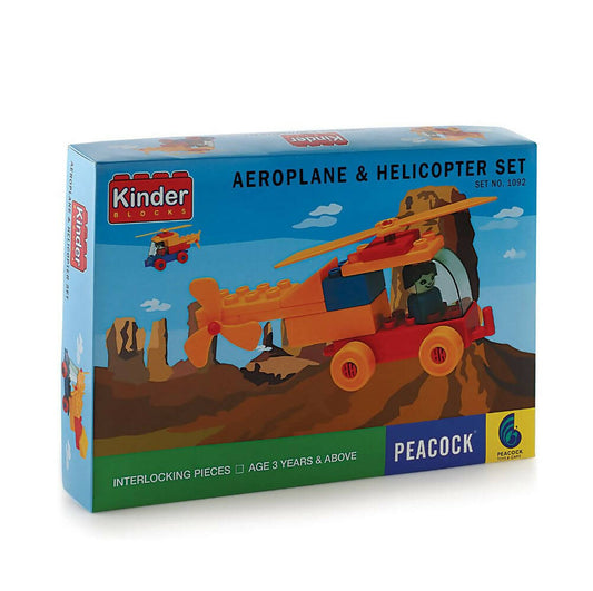 Peacock Learning & Educational Building Interlocking Blocks Set For Kids - Helicopter - Grab2buy