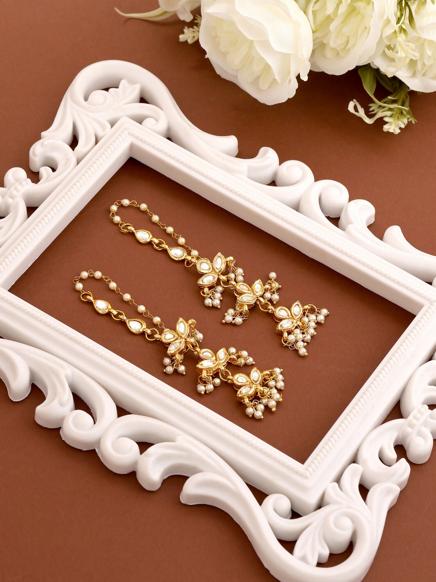 Ruby Raang Chandani Moti Earrings
