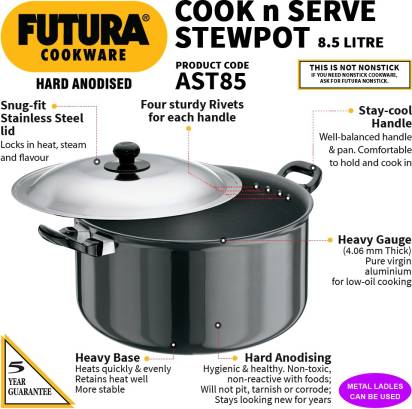 Hawkins Futura Cook n Serve Stewpot 28 cm Diameter 8.5 L with Lid (AST85) - Grab2buy