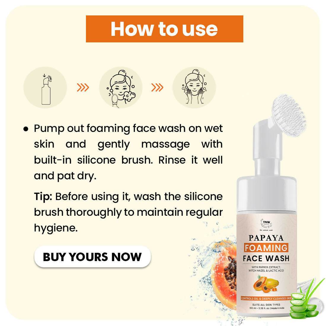The Natural Wash Papaya Foaming Face Wash  Grab2Buy The Natural Wash Grab2Buy