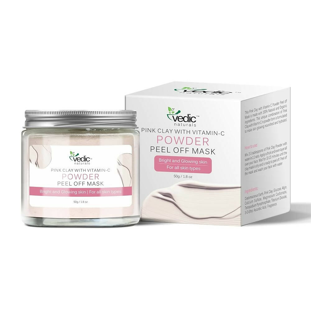 Vedic Naturals Pink Clay With Vitamin-C Powder Peel Off Mask  Grab2Buy Vedic Naturals Grab2Buy