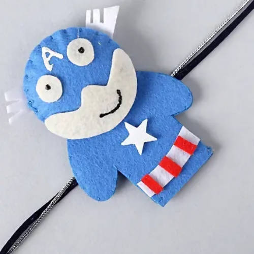 Captain America Cute Rakhi & Almond Treat Chocolate