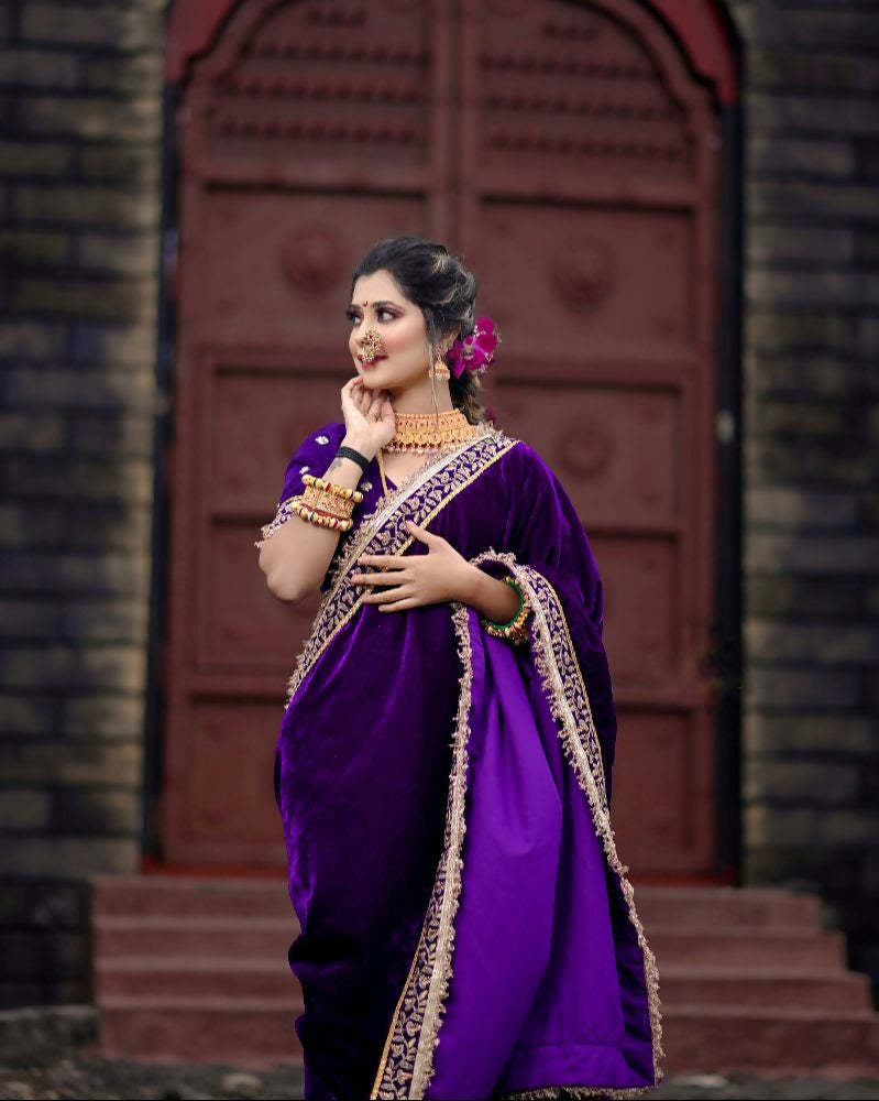 Joban Fashion Blue 9000 Velvet Party Wear Sarees