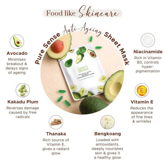 Pure Sense Youthful Glow Sheet Mask with Kakadu Plum & Avocado - Grab2buy