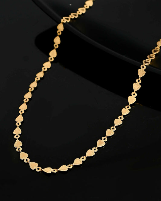 VOJ Gold-Polished Heart Shaped Chan for Women 