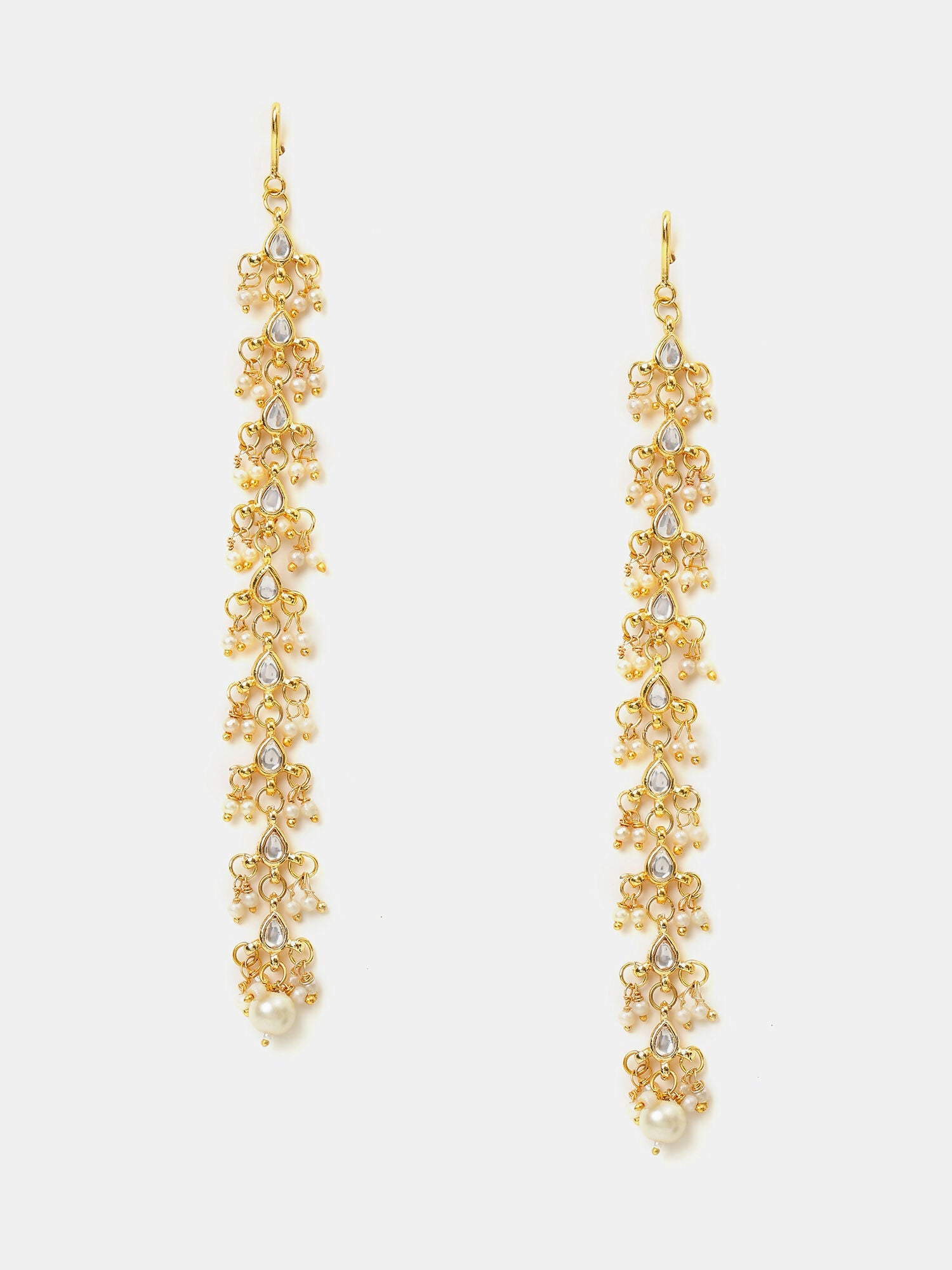 Ruby Raang Pearl And Stones Earrings