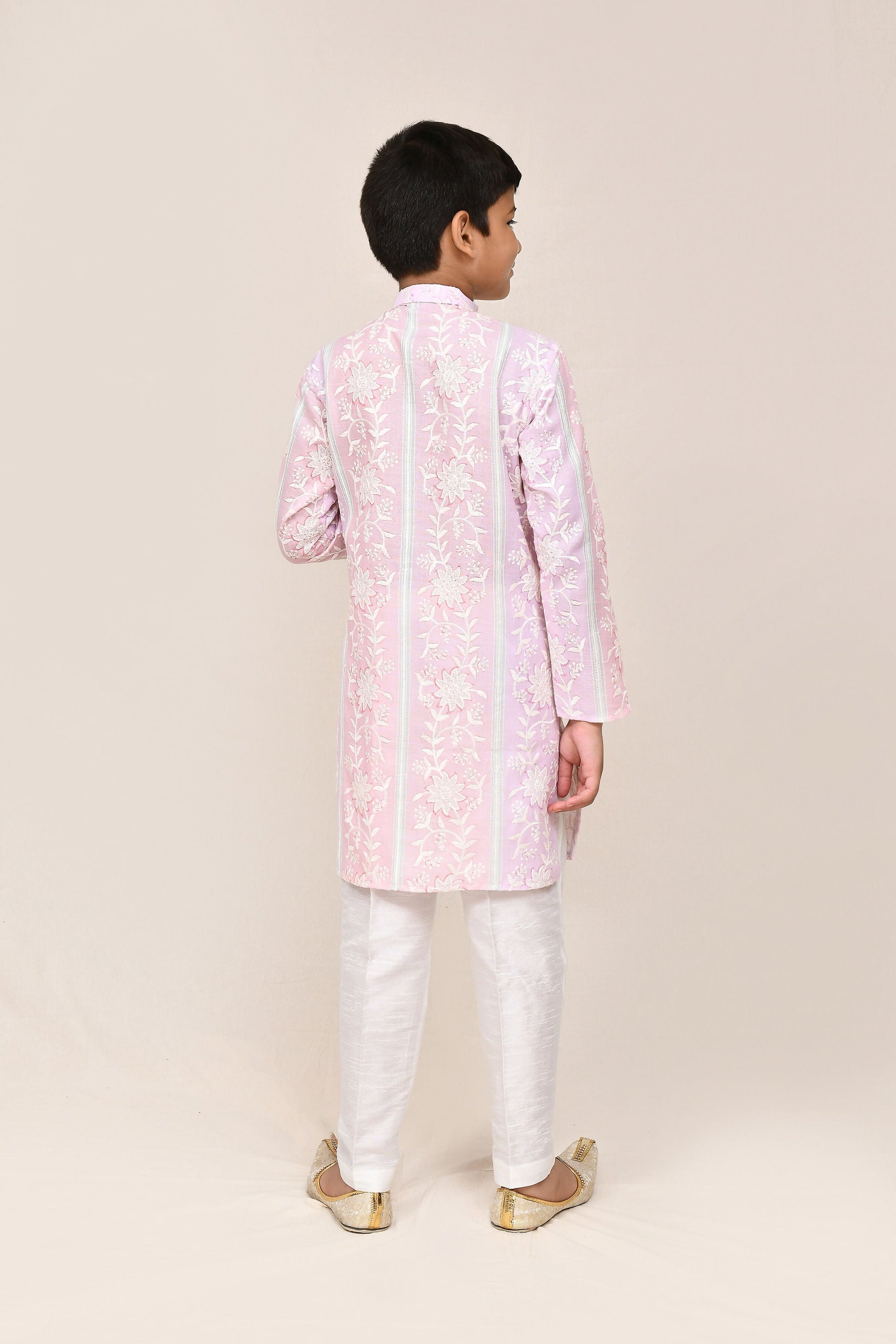 Joban Fashion Cotton Pink & Light Purple Kurta With Straight Fit Pant