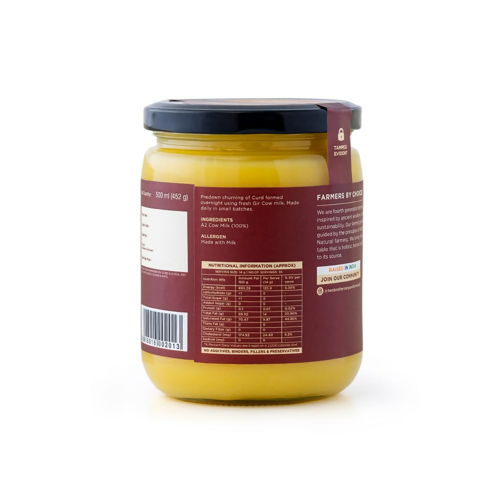 Two Brothers Organic Farms A2 Ghee Butter Organic Grass Fed From Gir Cow 