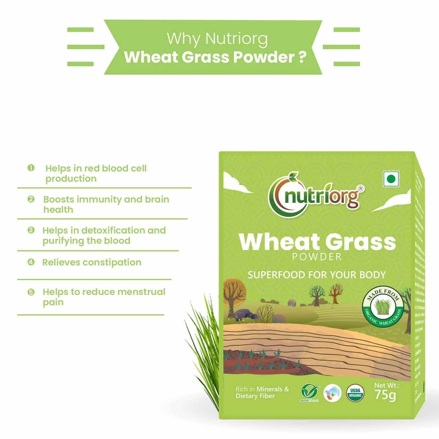 Nutriorg Certified Organic Wheatgrass Powder 