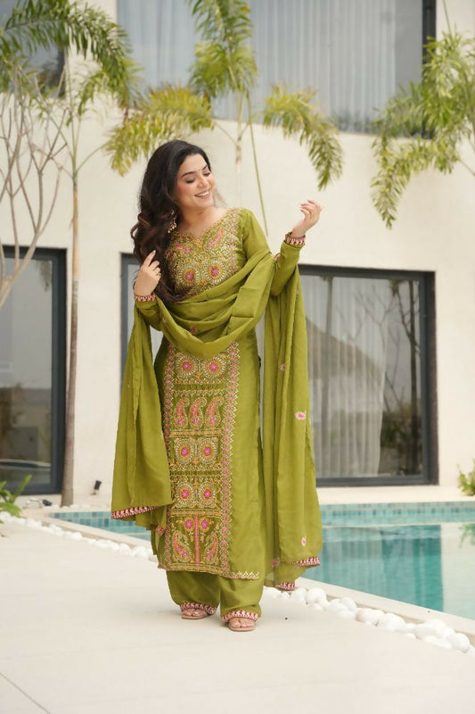 Joban Fashion Perot Kurta Set Silk Sequins , Zari, Coding & Thread Embroidered work
