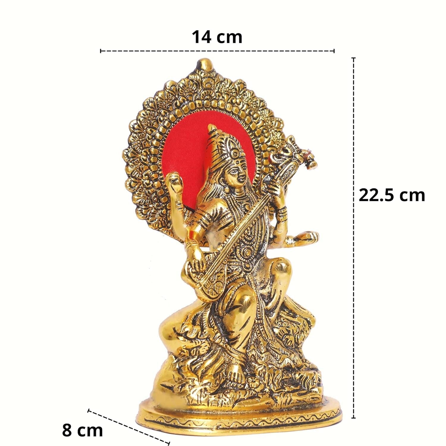 KridayKraft Gold-Polished Maa Saraswati Metal Statue 