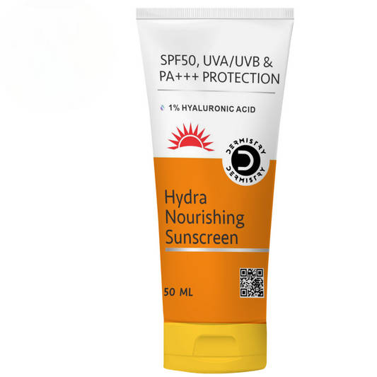 Dermistry 1% Hyaluronic Acid Ultra Hydrating Sunscreen for Dry Skin SPF 50 UVA UVB PA+++ Protection 