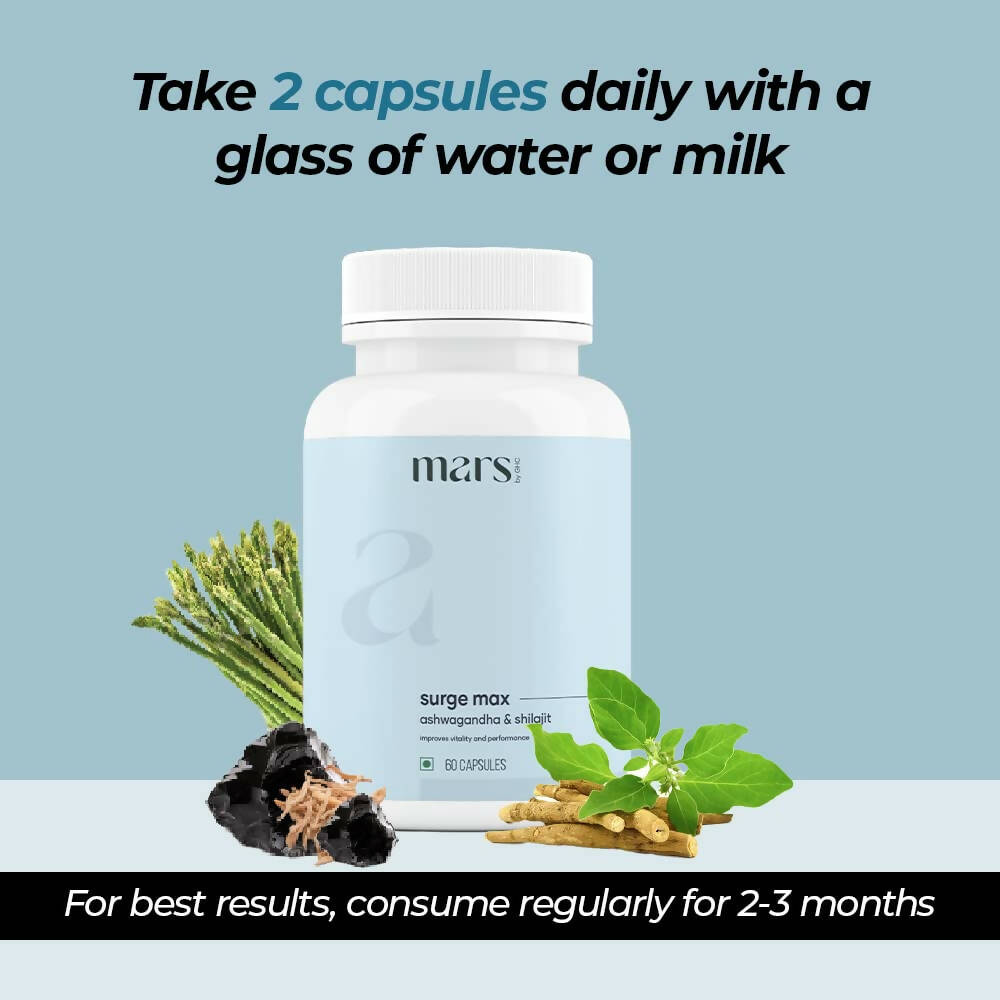 Mars By GHC Surge Max Capsules with Ashwagandha, Gokshura, Safed Musli - Grab2buy