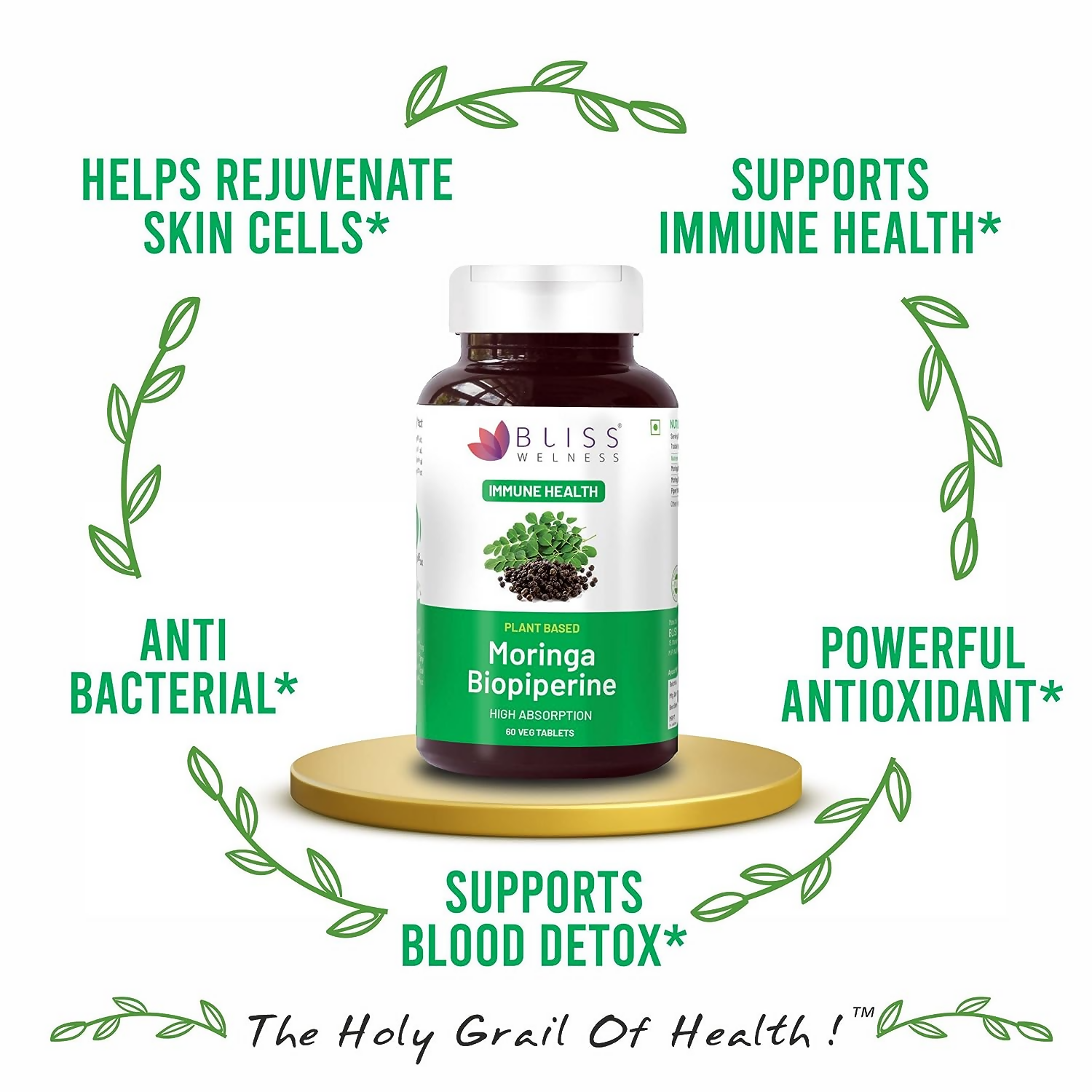 Bliss Welness Moringa Biopiperine Tablets 
