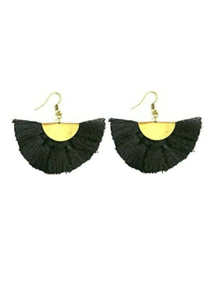 Tiaraa Alloy Tassel Earrings For Women (Black) - Grab2buy