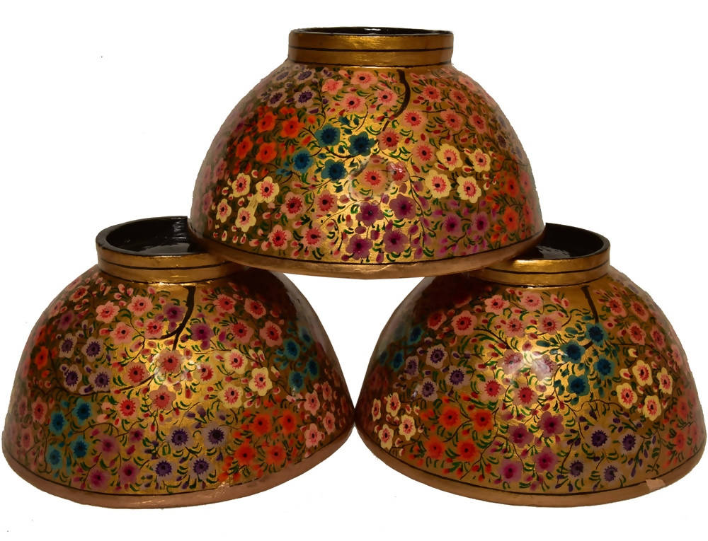 Nizalia Floral Motif Embossed Paper Mache Bowl