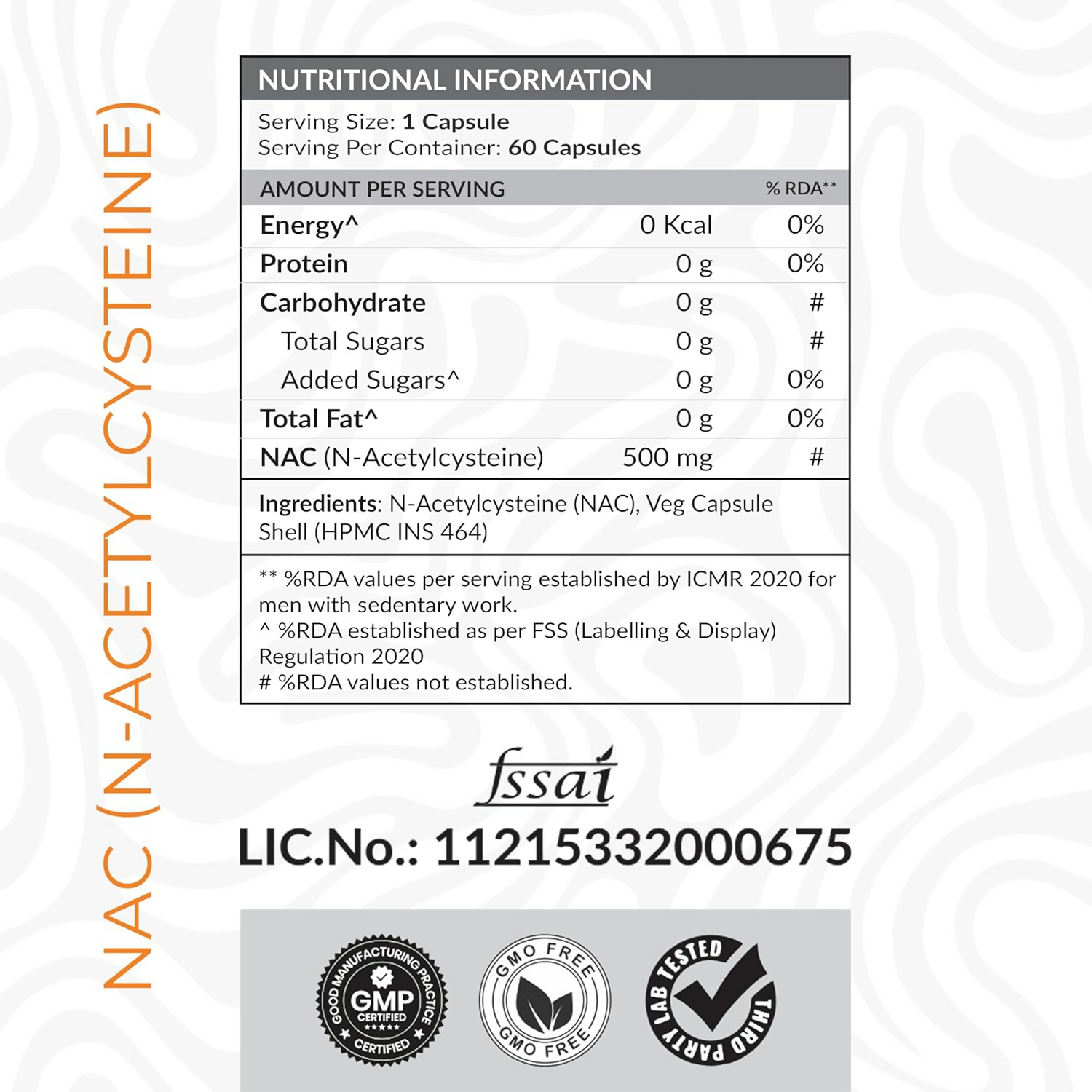 As-It-Is Atom Nac (N-Acetylcysteine) 500Mg Veg Capsules 
