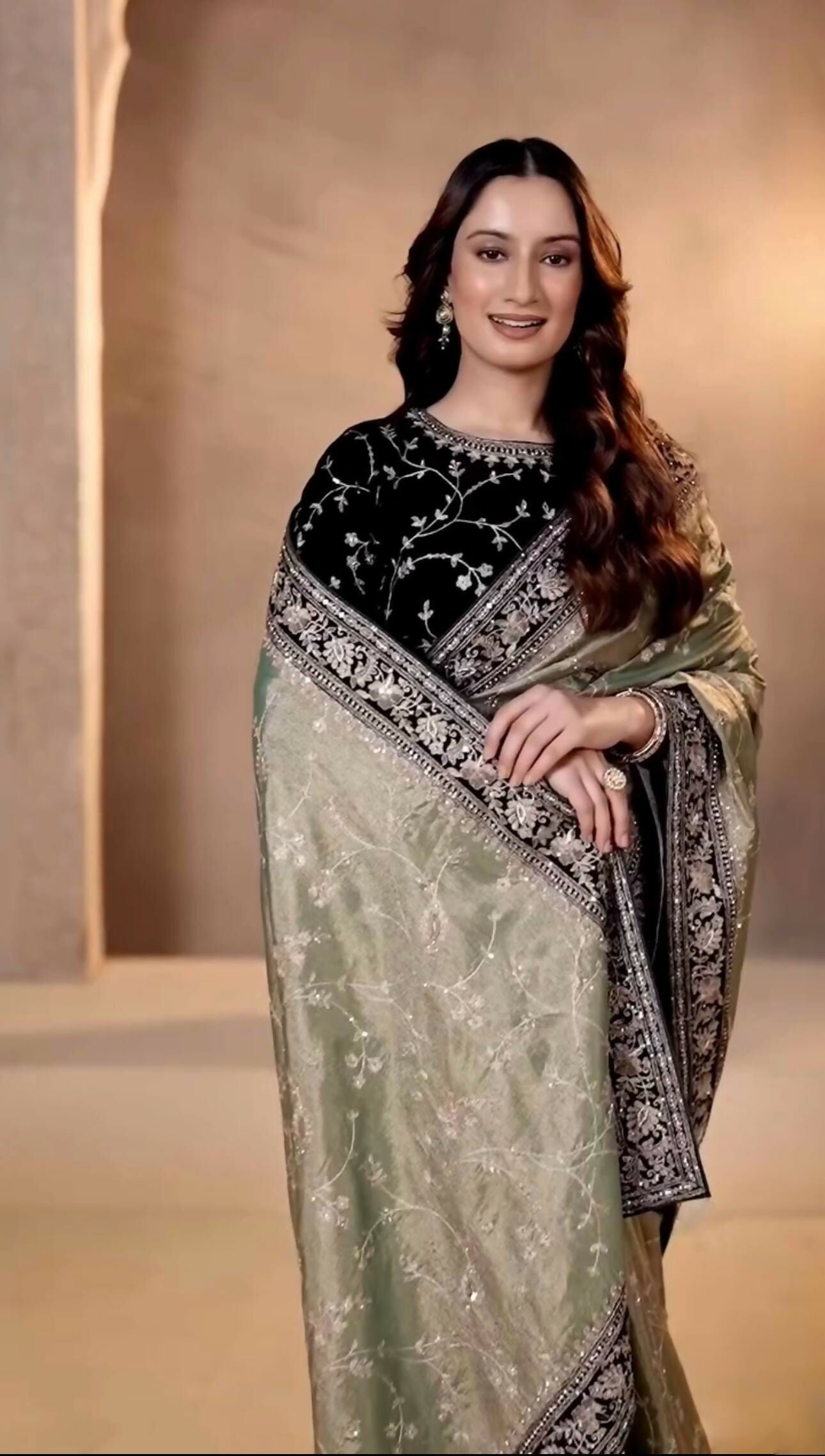 Joban Fashion Mehndi Soft Mocha Silk Party Wear Sarees