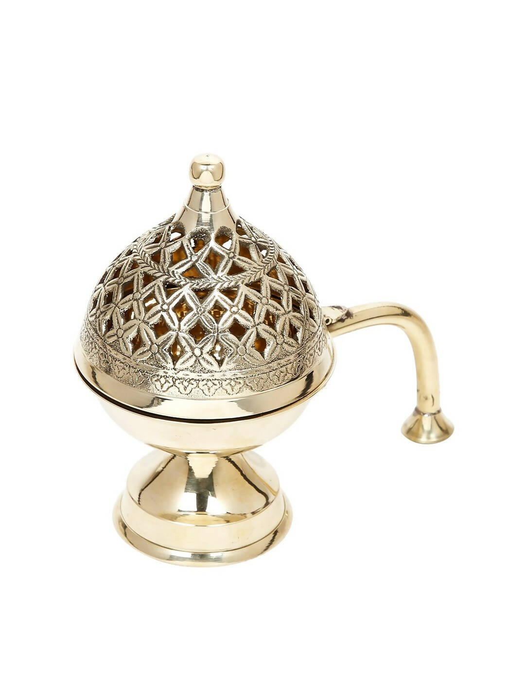 CraftVatika Gold-Toned Dhoop Dani Loban With Handle & Incense Stick Holder Showpiece 