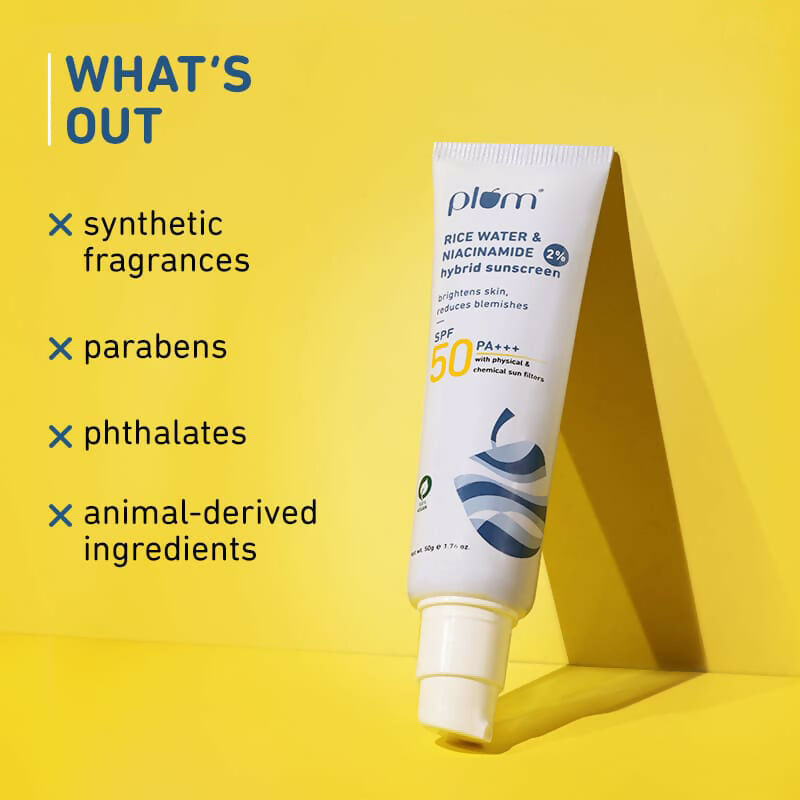 Plum 2% Niacinamide Sunscreen SPF 50 PA+++ UVA/B - Reduces Tan, No White Cast, Dermat Tested 