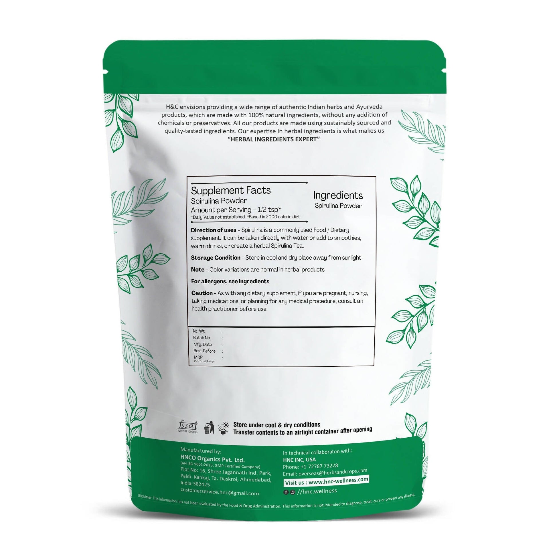 H&C Herbal Spirulina Powder 